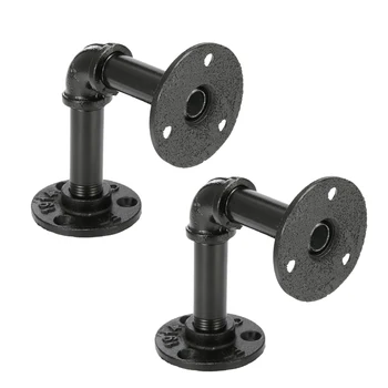 

Hot 2Pcs Pipe Shelf Brackets Steampunk Industrial Iron Pipe Wall Mount Shelf Bracket Holder DIY Decoration Rack
