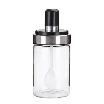 

3 Models Glass Airtight Jar Spice Containers Bottle Condiment Salt Pepper Seasoning Storage Bottle Spice Jars Pot with Spoon Lid