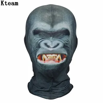 

New Halloween Party Mask Funny Gorilla Headgear Mask Cosplay Digital Print Novelty Headgear Cotton Men Women Monkey Face Mask