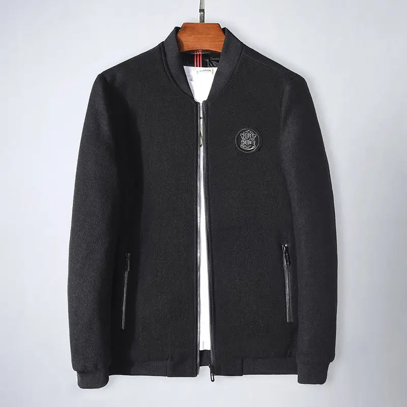 

2020 men's young and middle-aged wool tweed jacket business casual collar baseball jacket coat