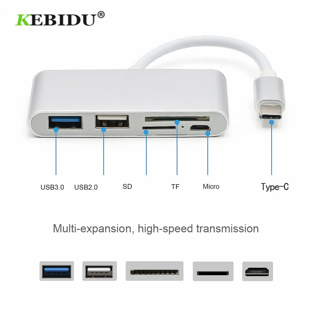 

KEBIDU USB 3.0 HUB Cable Multi USB Splitter USB Type C Hub OTG USB-C Micro USB Power Adapter for Macbook Air Pro surface pro 6