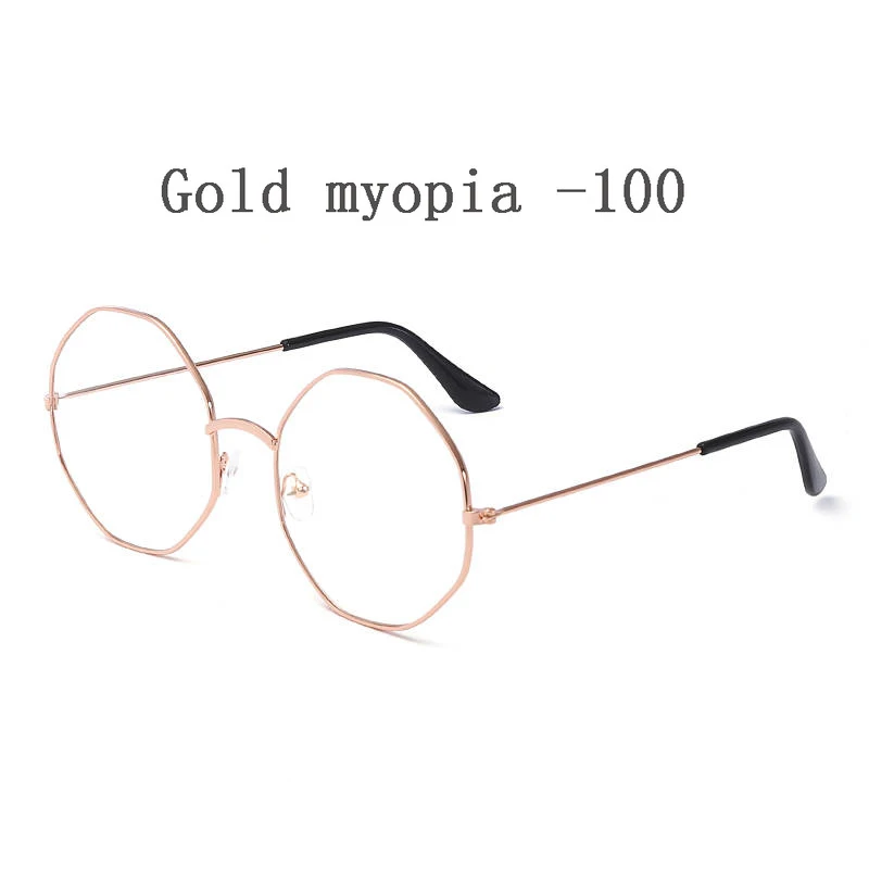 Женские радиационные полигональные очки ретро очки металлические черные женские студенческие очки в большой оправе анти-синий свет - Цвет оправы: G100