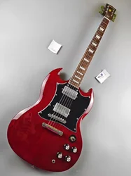 Guitare électrique SG, rouge vin, échelle de pot de fleur, incrustation de coquille blanche, corps en acajou, en stock, livraison gratuite 