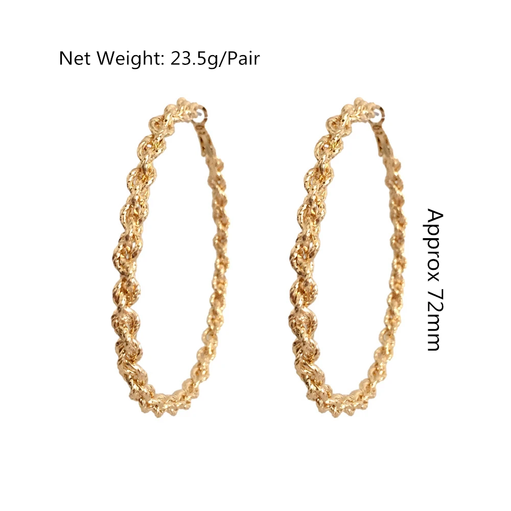 New Arrival Personality Exaggerate Big Hoop Earrings Gold Color Big Twisted Circle Hoop Earrings for Women Fashion Jewelry