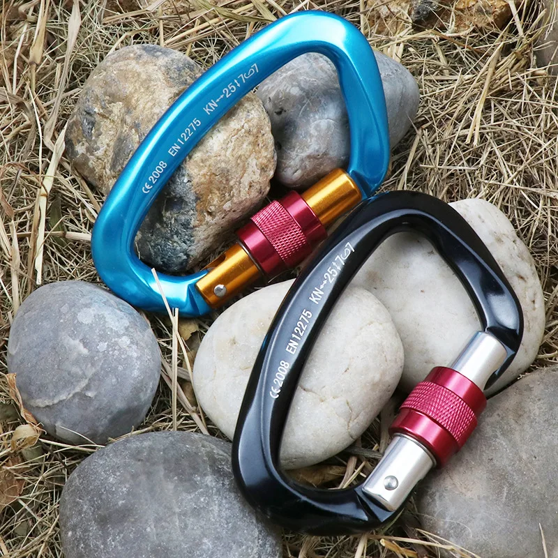 25KN Professional Climbing Carabiner D Shape Aviation Aluminum Safety Lock Outdoor Climbing Ascend Mountaineering Equipment climbing carabiner