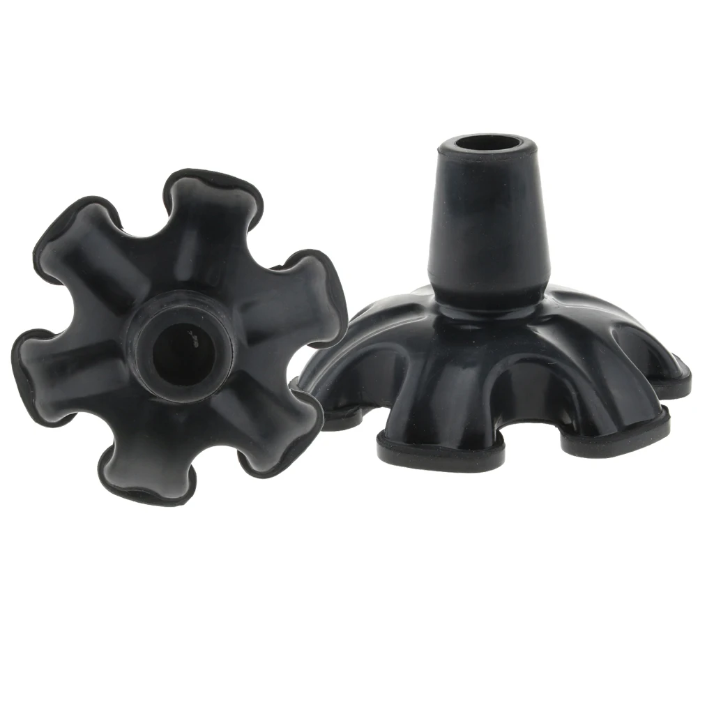2Pcs Tripod Quad Hexagonal Rubber Replacement Tip Tools End Cap for Cane Walking Stick Crutches 3/4 Inch 19mm -Black, Hexagonal