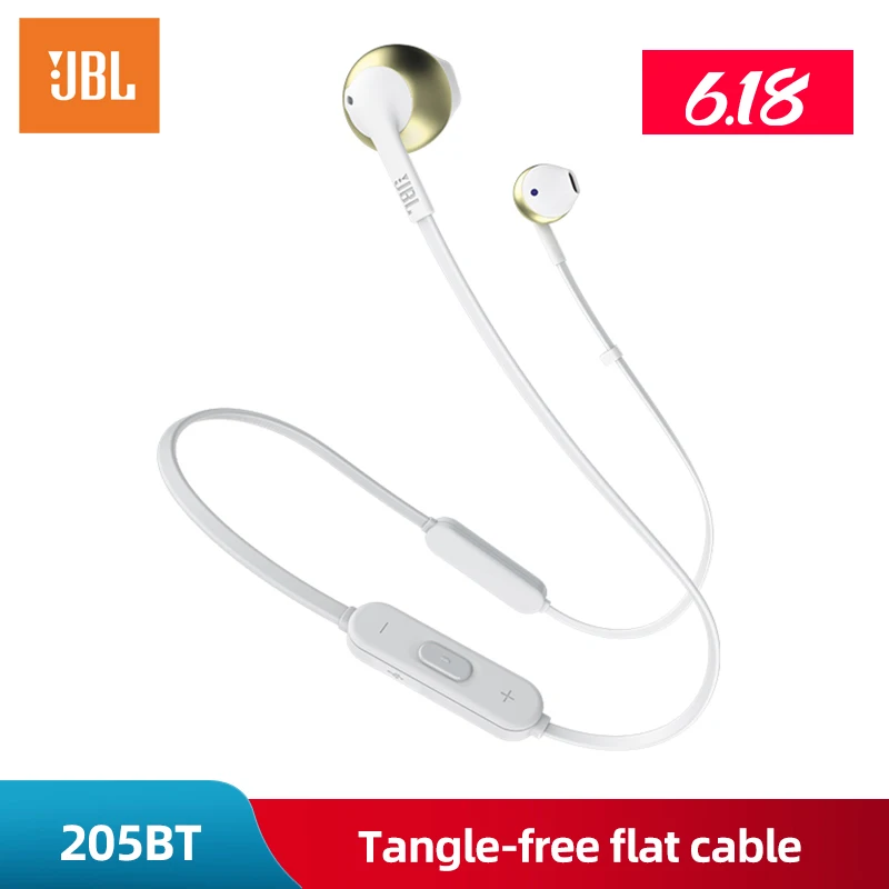 Оригинальные JBL 205BT Bluetooth Беспроводные спортивные наушники динамические с