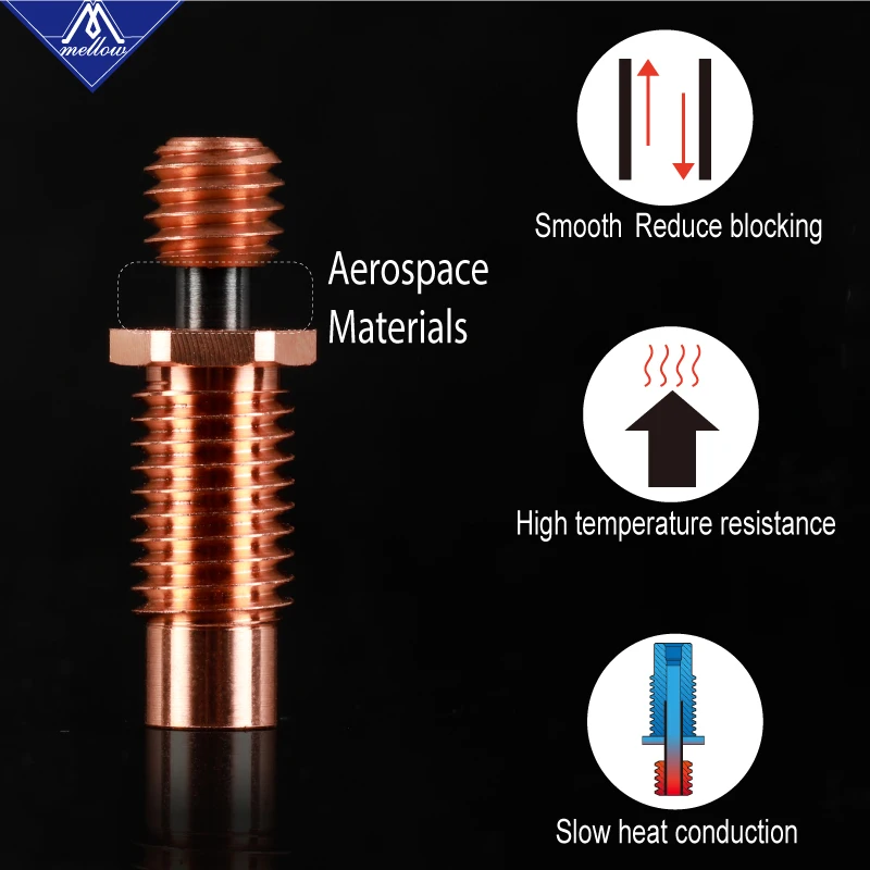Quebra de Calor Bocal da Impressora Garganta para 1.75mm Mellow Cobre Materiais Aeroespaciais 3d E3d v6 Hotend Aquecedor Bloco nf V6-zone & - Imagem 5