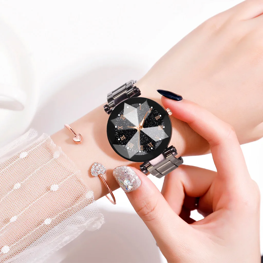 Luxury Ladies Watch Starry Sky Stainless Steel Bracelet Watches For Women Crystal Analog Quartz Wristwatches Sports Dress Clock