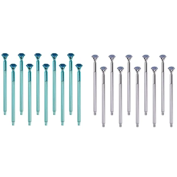

20Pcs Black Ink Rollerball Pens with Cap,0.5mm Fine Point Gel Pens with Silver/Blue Artificial Diamond