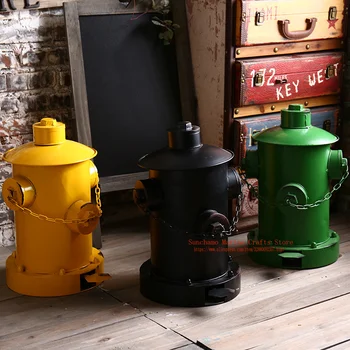 

Home Decor Kitchen Dustbin Garbage Storage Bins Retro Iron Trash Wastebasket bathroom trash can Fire Hydrant Pedal Can Bar Cafe