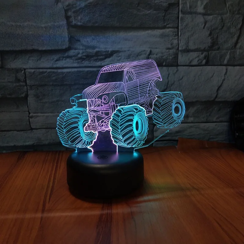 Холодный внедорожный автомобиль 3D лампа разноцветный светодиодный акриловый