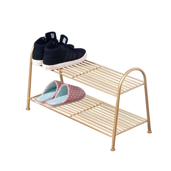 

The door of a simple iron slipper receiving rack the door of a shelf shoe with multiple layers of shoes in the household.