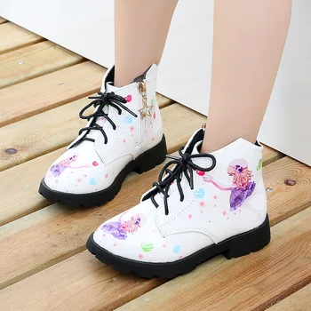 

Autumn winter Children's Boots New Lace-up Boys and Girls leather shoes Student Princess Casual Shoes Outdoor Kids Sneakers