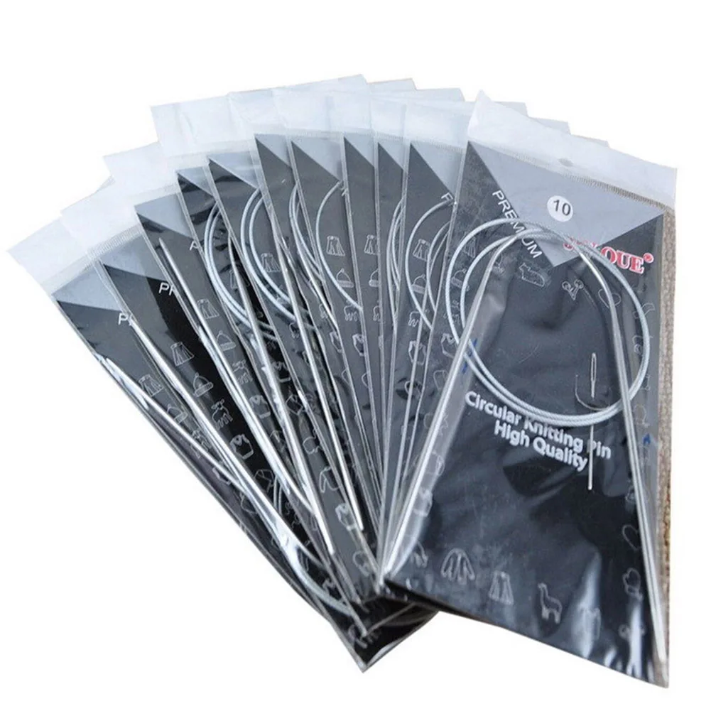 11 PCS 80CM Stainless Steel Circular Knitting Needles Crochet Weaving Pins Needlework Tools JS22