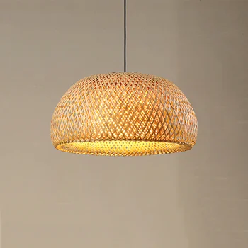 

Japen Pendant Lights Bamboo LED Work Hand Knitted Bamboo Hanging Lamp Led Pendant Lamp with Bamboo Dinning Room Kitchen Fixtures