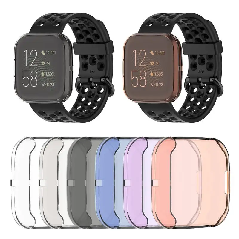 watch protector for fitbit versa2 smart watch sleeve full-pack 6 colors men women protective shell frame cover case