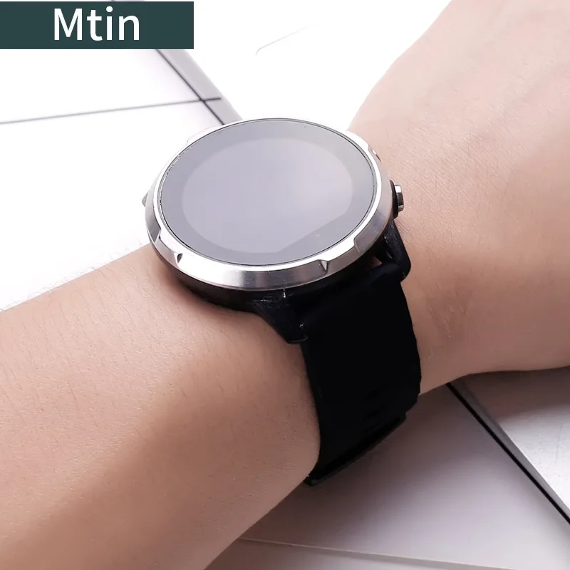 Silicone strap men's pin buckle watch accessory For Suunto 9 outdoor sports waterproof rubber wristband 24mm ladies watchbands