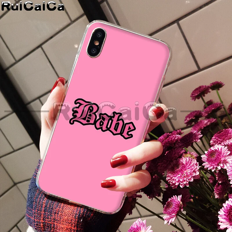 RuiCaiCa Babe babygirl honey line Text art Smart Cover мягкий чехол для телефона Apple iPhone 8 7 6S Plus X XS MAX 5 5S SE XR