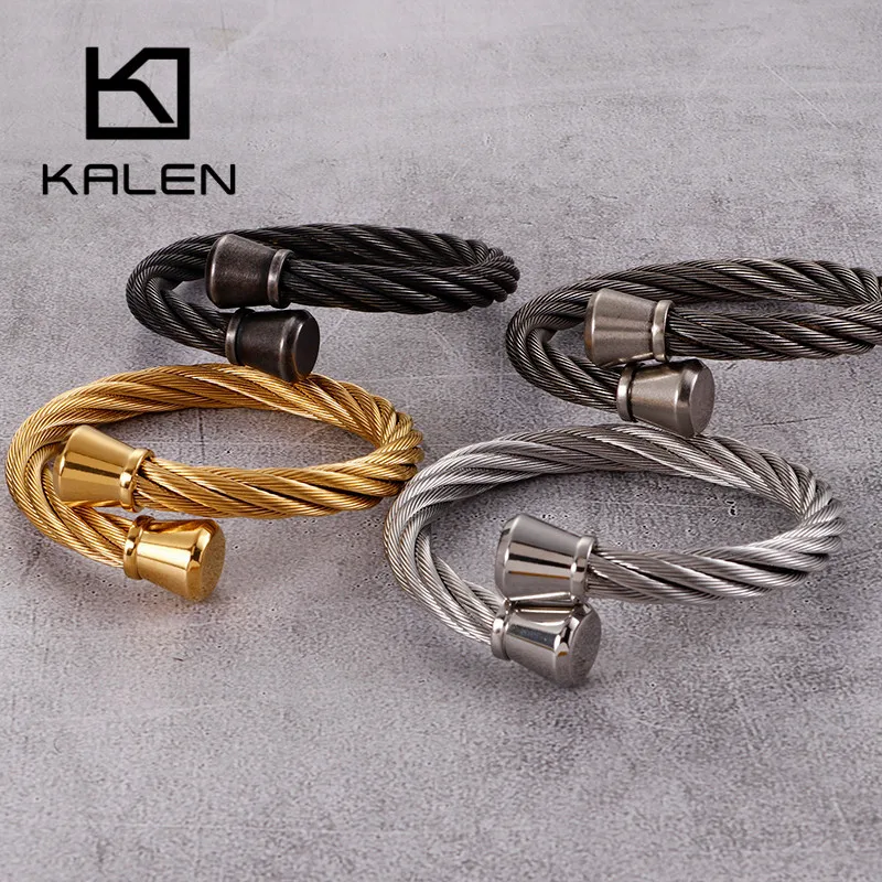 

KALEN New 4 Colors Stainless Steel Bangle Bracelets For Men Vintage Wrench Cuff Hip Hop Male Bracelet Jewelry Party Gifts