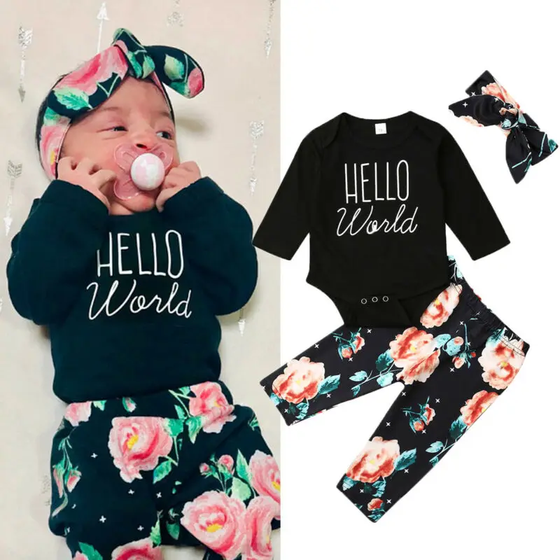 Одежда для новорожденных от 0 до 24 месяцев 2019 г. боди с надписью Hello World длинные