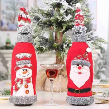 

1pc Bottle Covers Christmas Red Wine Bottle Cover Christmas Set Merry Xmas Table Decoration Wine Bottle Packaging Bottle Covers