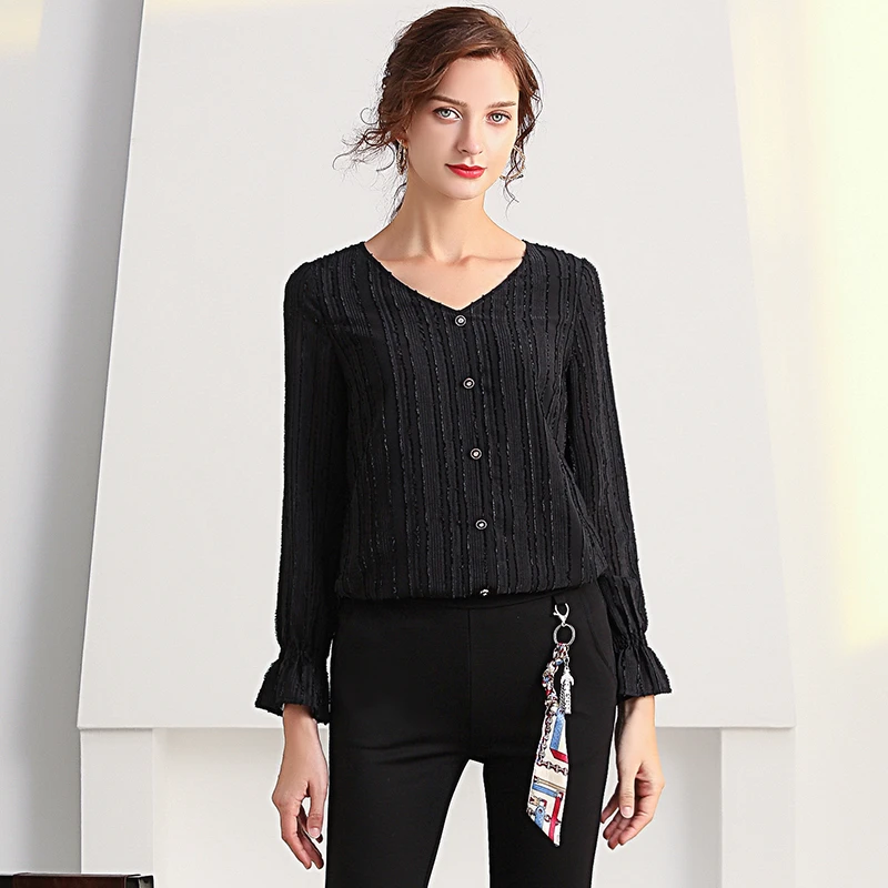 

Women's Striped Blouses Plus Size Women Clothing 5xl 4xl 3xl Xxl Black V-neck Long Sleeve Harajuku Shirts Tops Blusas De Mujer