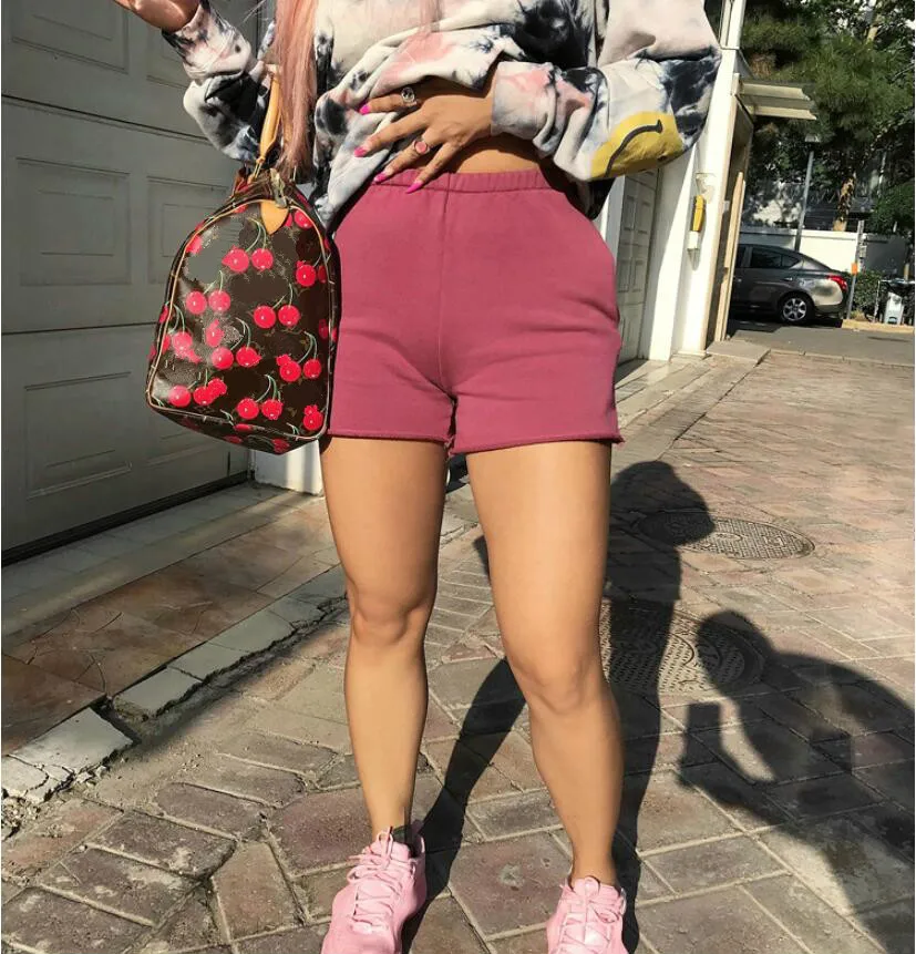 

Women High Waist Shorts Casual Comfort Short Pant Female Autumn Winter Solid Sweat Short Sweatpant Elastic Cotton Sports Trouser