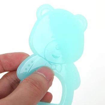

1Pc Baby Food Silicone Teether Toy Newborn Colored Rubber Cute Cartoon Bear R9UE