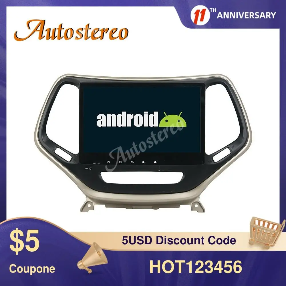 Андроид 10 8 ядро автомобиля без DVD плеер GPS навигации для JEEP Cherokee 2014-2018