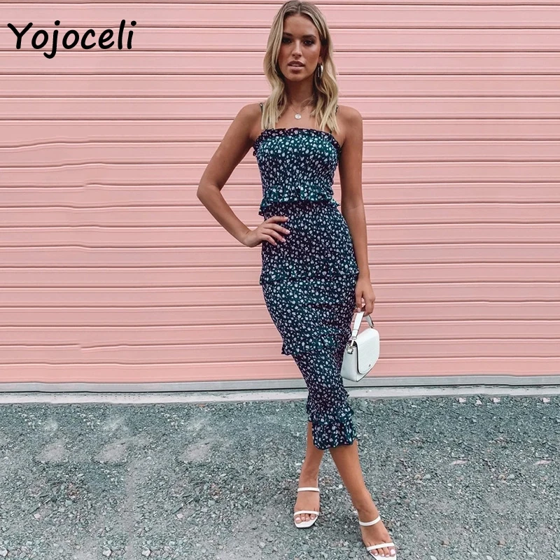 Yojoceli, женское платье, новинка, весна-лето, в горошек, сарафан, женское, гофрированное, миди платье, бохо, Пляжное, многослойное, с рюшами, платье, бохо, Пляжное Платье