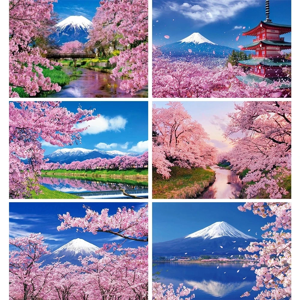 5D алмазная живопись японская Гора Fuji домашнее украшение Сакура мозаичная