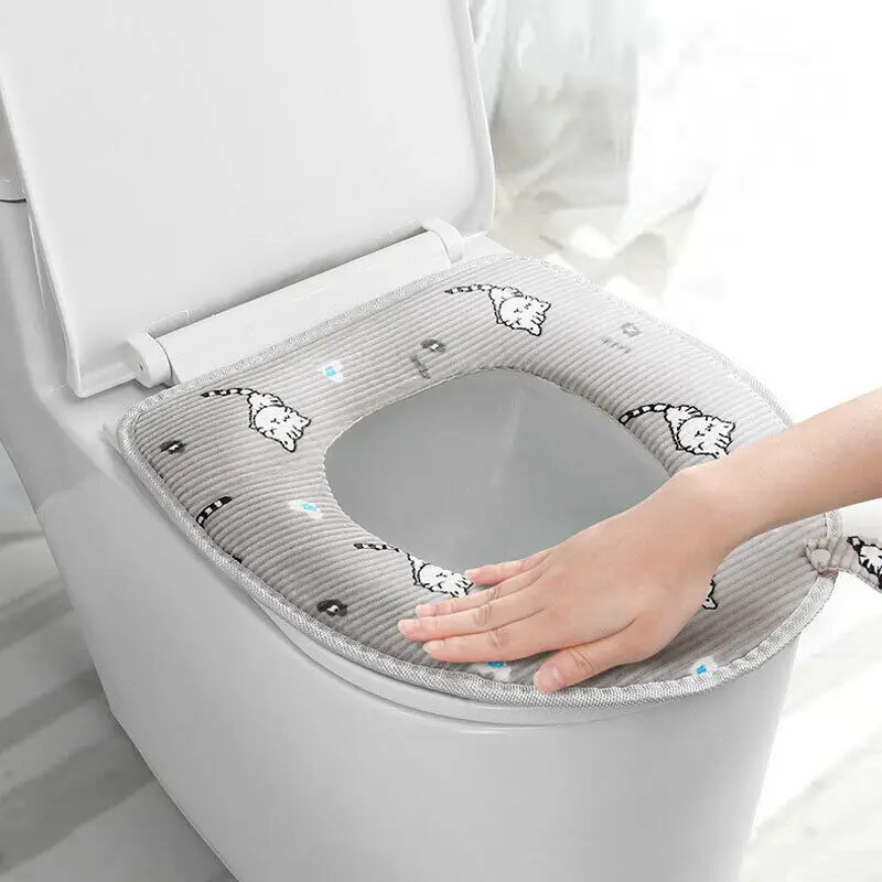 Warm Soft Washable Toilet Seat Cover Mat Set for Home Decor Closestool Case Lid Accessories Universal | Дом и сад