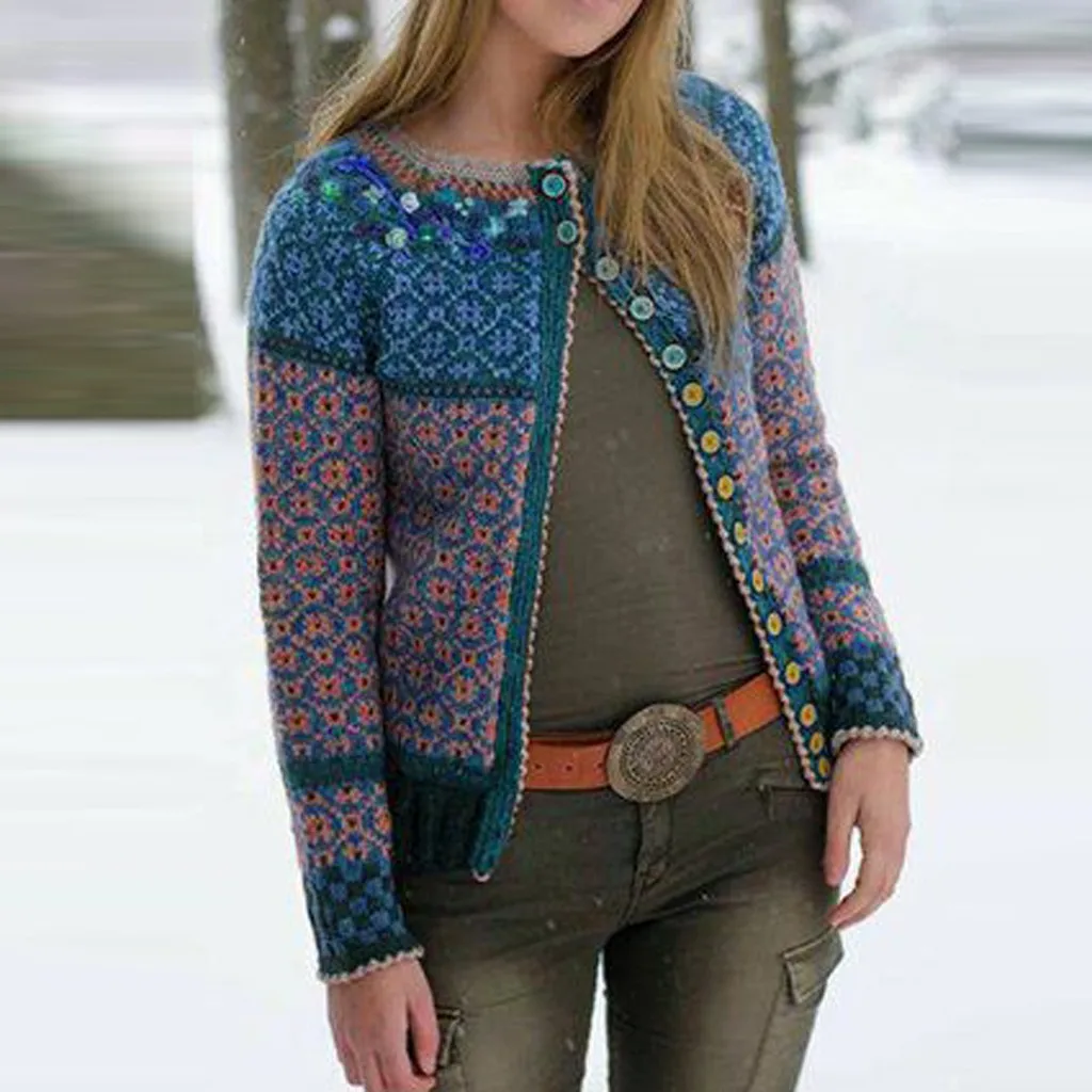 incredible MISSOMO Winter jacket Women Print Buttons Long Sleeve Coat women Vintage Jacket Elegant Coat Outwea