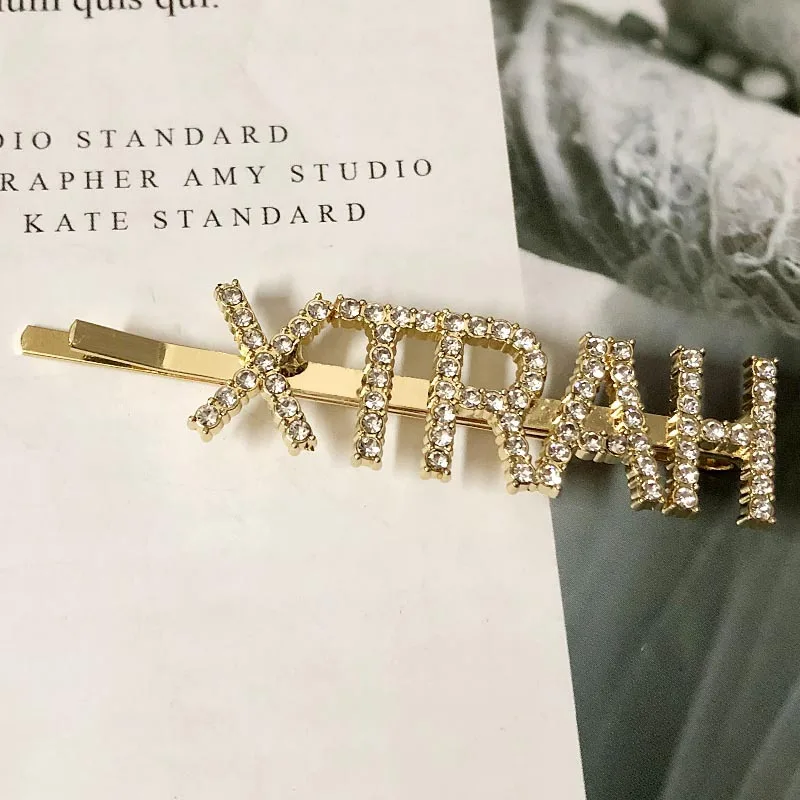XTRAH Gold 1 шт., заколки для волос с кристаллами и буквами, стразы, заколки для волос, заколки для волос, инструменты для укладки волос, аксессуары, ювелирный подарок - Цвет: XTRAH Gold
