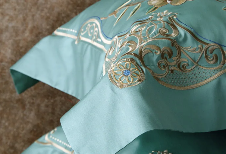 TANGY Textile 60 длинноволокнистое хлопковое вышитое постельное белье из хлопка, пододеяльник, зеленая вилла