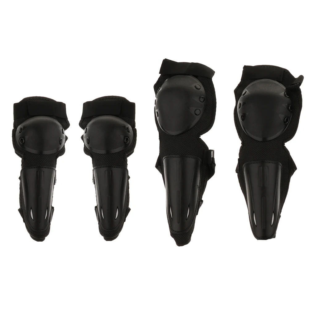 4Pieces Adult Elbow Knee Shin Guard Pads Protector for Motorcycle Bike Cycling