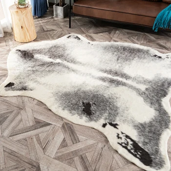 

Large Size 160x210 Cm Badger Cow Printed Cowhide Faux Skin Leather NonSlip Antiskid Mat Animal Print Carpet For Home Decoration