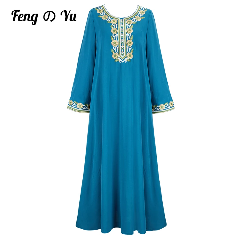 Ropa mujer musulmana turq ... ropa tradicional Ramadán manga larga Kaftan Abaya Jilbab ropa arabe mujer turco Dubai marroqui mujer ropa Azul|Ropa islámica| - AliExpress