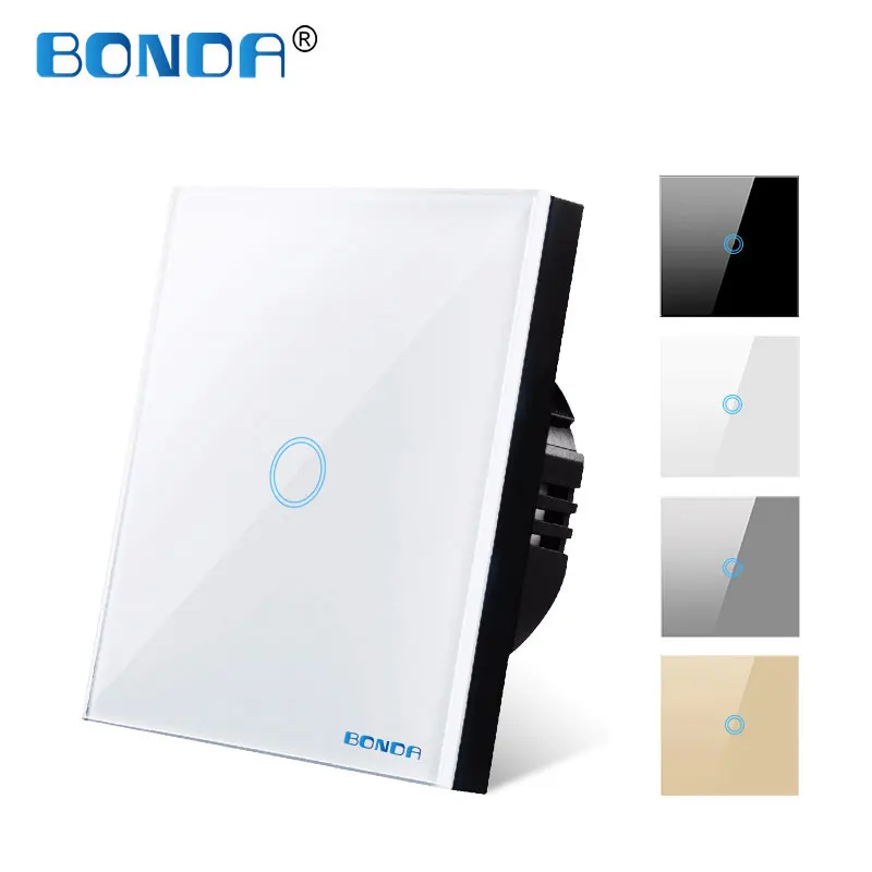 Light Touch Switch Sensor Switches Wall Led 1 Way 110v 220v 220 V Lamp Button on Off Controller Waterproof Tempered Glass Panel