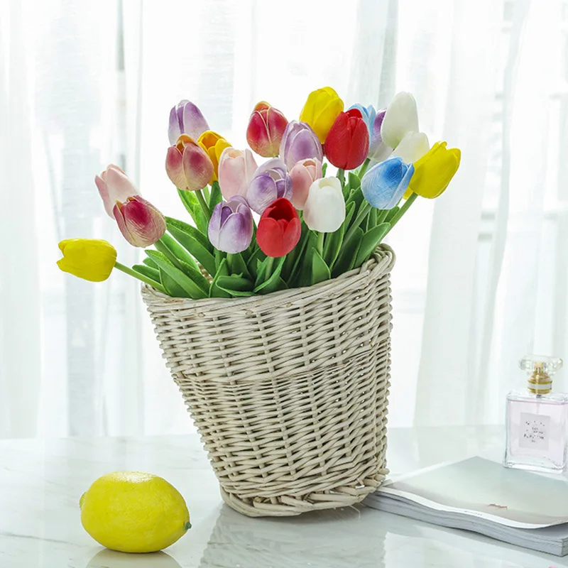 

1Pc Beauty PU Mini Tulip Flower Real Touch Wedding Decor Flower Single Artificial Silk Flowers For Home Living Room Decoration
