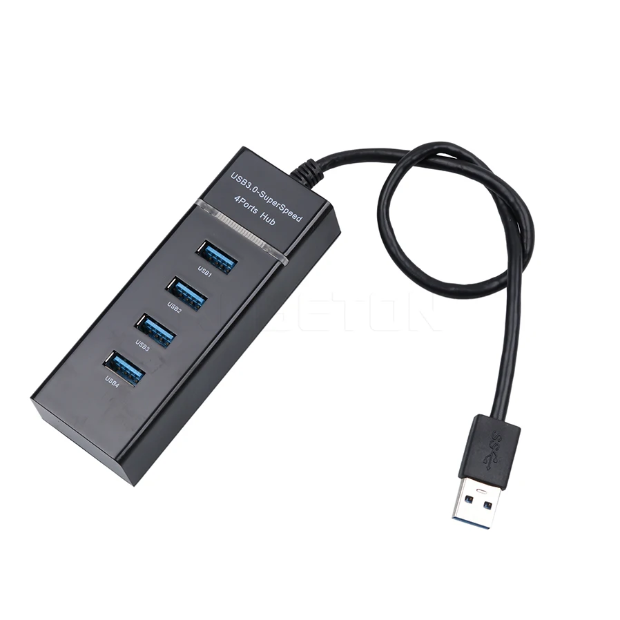 KEBIDU 4 порта Высокоскоростной концентраторы Высокоскоростной 4-портовый USB 3,0 Multi HUB разветвитель расширения для настольных ПК ноутбук адаптер usb-концентратор - Цвет: Черный