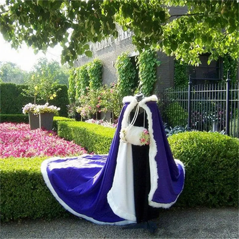 Royal blue Меховая зимняя теплая шаль для невесты, свадебная накидка, свадебные накидки, пальто для свадьбы, куртка для вечеринки, свадебная шаль, накидка - Цвет: Royal blue