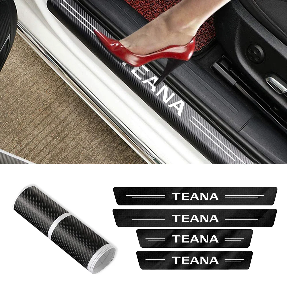 4Pcs For Nissan Teana 2008 2009 2010 2011 2012 2013 2014 2015-2021 J32 Car Door Threshold Plate Carbon Fiber Sticker Accessories |