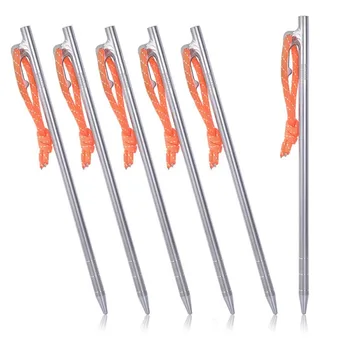 

6pcs Titanium Pegs Solid Strong Titanium Alloy Beach Gravel Boundless Voyage Titanium Tent Nails Camping Ten Accessories