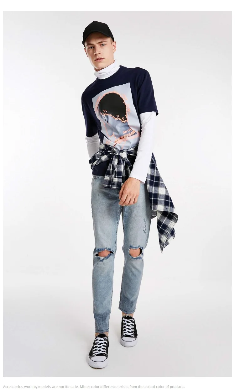 JackJones осенние мужские потертые рваные джинсовые укороченные джинсы 218332528