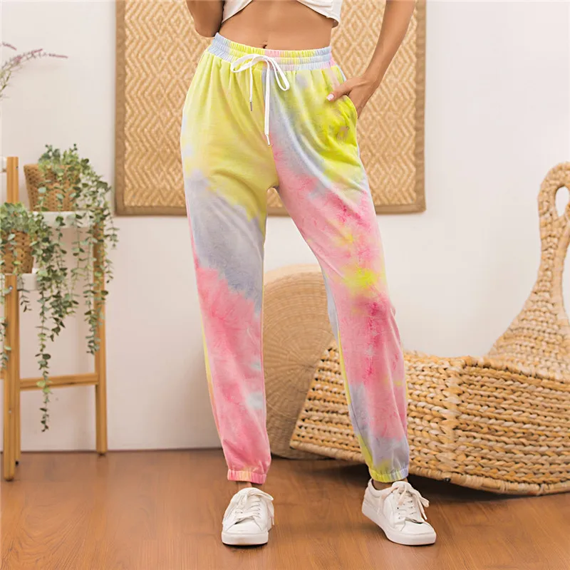 Tie Dye Printed Sweatpants Women Casual Loose Long Trousers Elastic High Waist Pants Capris Joggers Streetwear Tie Dye Printed Sweatpants Women Casual Loose Long Trousers Elastic High Waist Pants Capris Joggers Streetwear