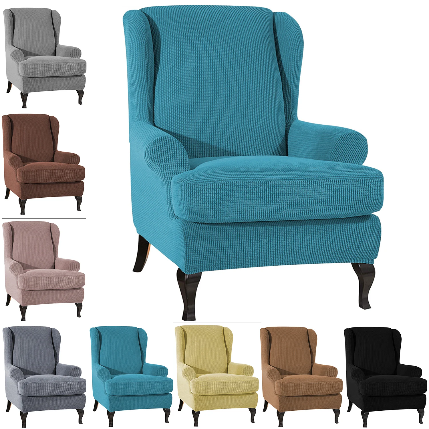 Waterproof Sloping Arm Back Chair Cover Elastic Armchair Wingback Wing Sofa Back Chair Cover Stretch Slipcover Sofa Cover Aliexpress