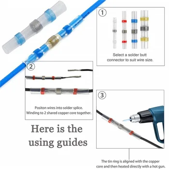 

Cable Shrink Sleeve Connectors Wire Splice IP 67 Tube 100pcs Wrap Car Blue Set Solder Seal