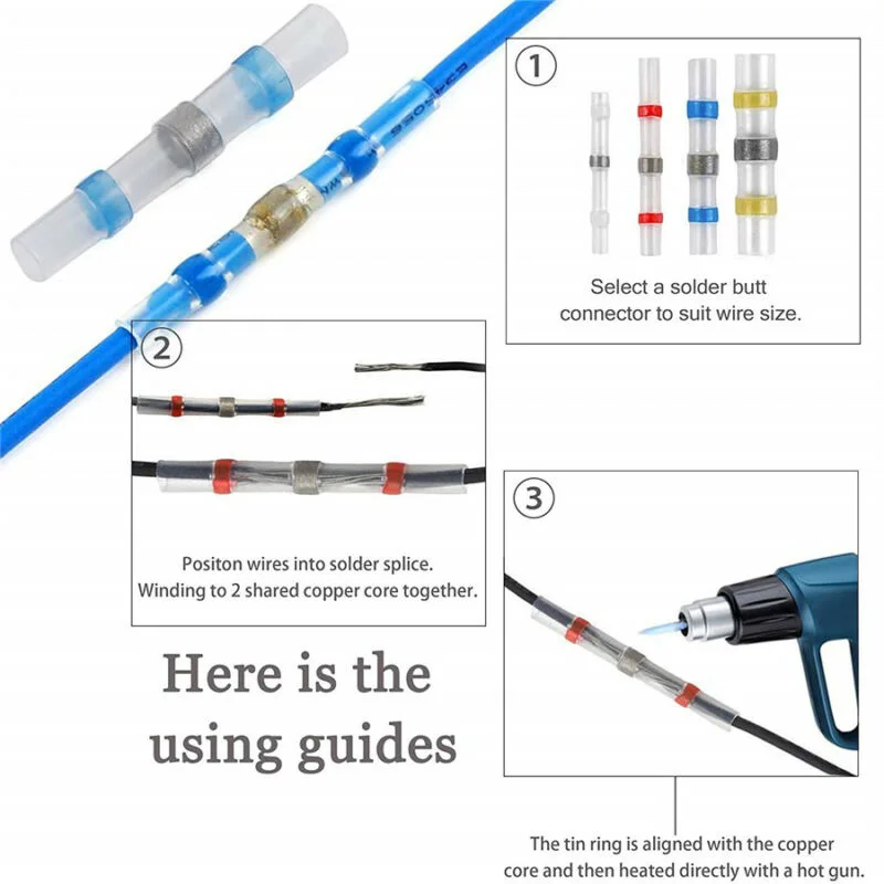Кабель термоусадочный рукав соединители провода сращивания IP 67 трубка 100 шт